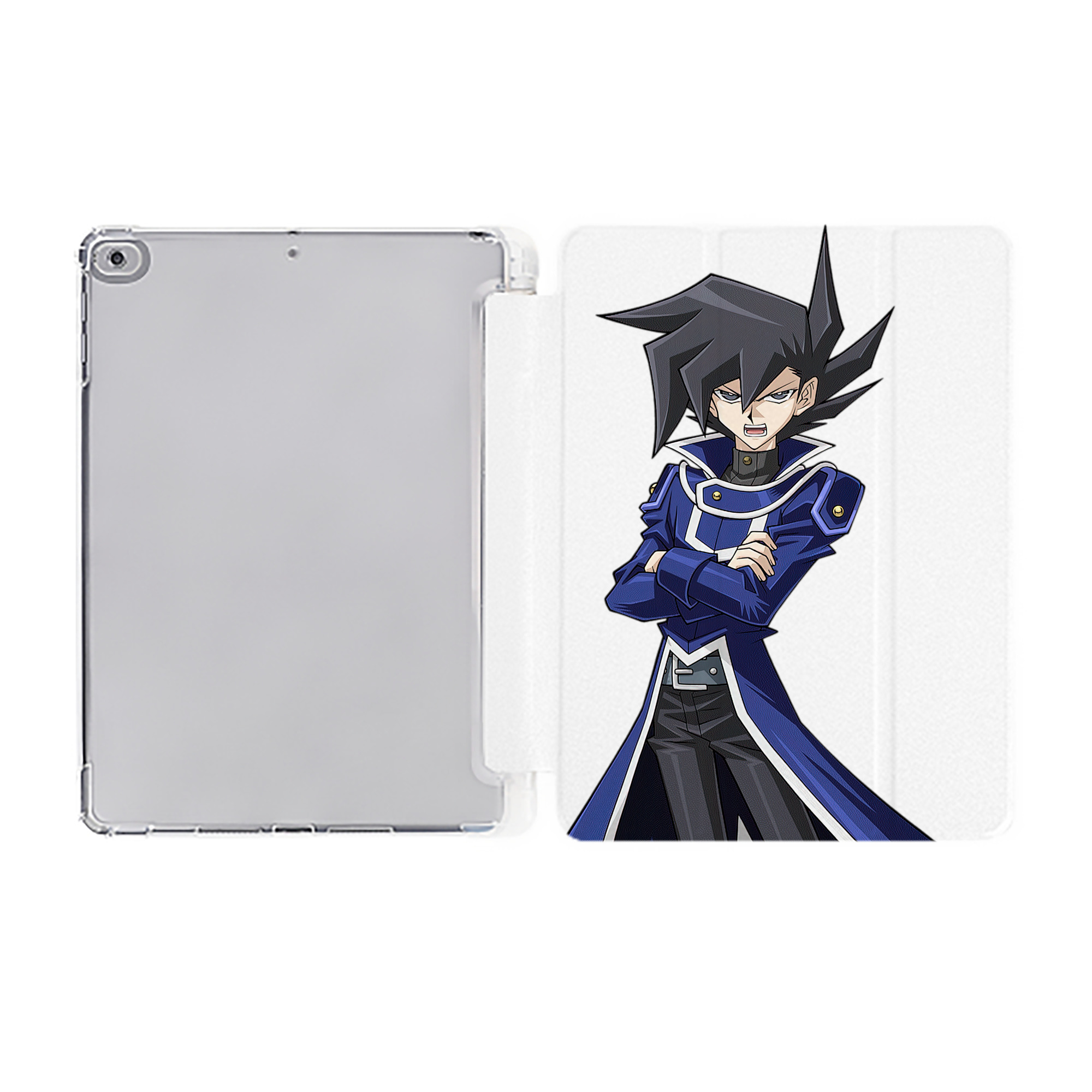 （画像用） 遊☆戯☆王 Yu-Gi-Oh! IPad ケース ペン収納付き 三つ折りスタンド PUレザー×シリコン 対応機種9.5/10.5/10.9インチ